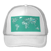 Blue grey planet drawing mesh hats