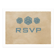 Blue Grunge D20 Dice Gamer RSVP Postcard
