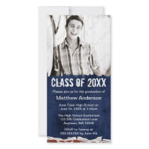 Blue Grunge Graduation Announcement Photo Cards