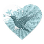 Blue Grunge Hummingbird Stickers