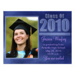 Blue Grunge-Photo Graduation Custom Invites