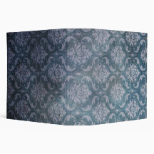 Blue Grungy Damask 3 Ring Binders