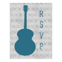 Blue Guitar Grunge RSVP Postcard