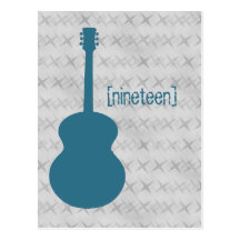 Blue Guitar Grunge Table Postcard