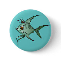 Blue Guppy Fish Pinback Buttons