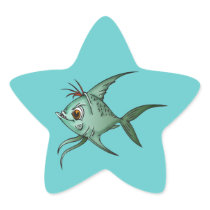 Blue Guppy Fish Star Sticker