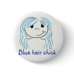 Blue hair chick buttons