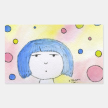 Blue Haired Girl Rectangle Sticker