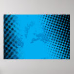 Blue Halftone and Paint Splatter Posters