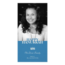Blue Hanukkah Chanukkah elegant holiday greeting Photo Card Template