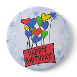 Blue Happy Birthday Balloons Button