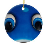 Blue Happy Cartoon Eyes on Fiberglass Toy Christmas Ornament