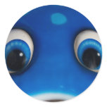 Blue Happy Cartoon Eyes on Fiberglass Toy Round Sticker