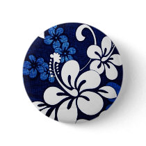 Blue Hawaii Flowers Buttons