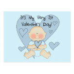 Blue Heart Boy 1st Valentine Tshirts and Gifts Post Cards