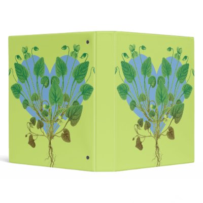 Blue Heart Green Leaves Vinyl Binders by oph3lia