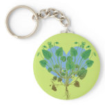 Blue Heart Green Leaves Keychain