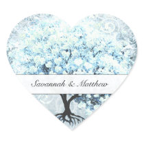 Blue Heart Leaf Tree Wedding Seal