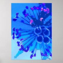 Blue heart of an hibiscus print