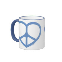 Blue Heart of Love, Peace Sign Coffee Mug
