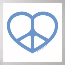 Blue Heart of Love, Peace Sign Poster
