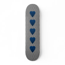 Blue Heart. Patterned Heart Design. Skate Board Deck