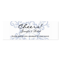 Blue Heart Snowflake Wedding Drink Tickets Business Card