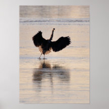 Blue Heron on Winter Pond Poster