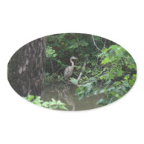Blue Heron with Reflection on Water Sticker