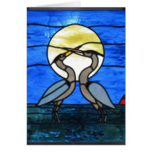 Blue Herons By Moonlight Card