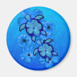 Blue Hibiscus And Honu Turtles Magnets