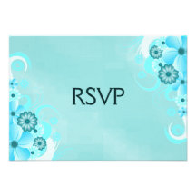 Blue Hibiscus Elegant Custom RSVP Response Cards Personalized Announcement