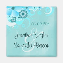 Blue Hibiscus Floral Save The Date Fridge Magnets
