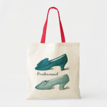 Blue High Heels Bridesmaid Tote Wedding Favour Canvas Bags