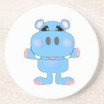 blue hippo cute character coasters
