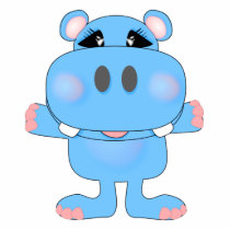 blue hippo cute character cut out