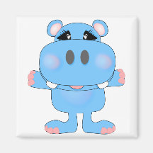 blue hippo cute character refrigerator magnet