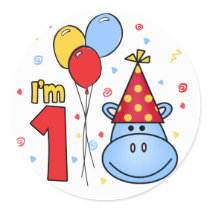 Blue Hippo Face First Birthday