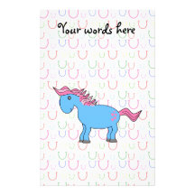 Blue horse with pink hearts personalized stationery