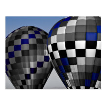 Blue hot air balloons postcards
