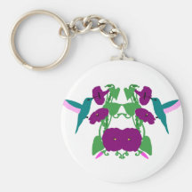 Blue Hummingbirds & Morning Glory Vine Key Chain