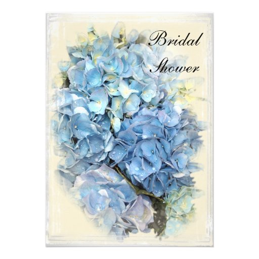 Blue Hydrangea Flower Bridal Shower Invitation