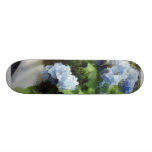 Blue Hydrangea on White Fence Skateboard