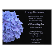 Blue Hydrangea Retirement Party Invitation