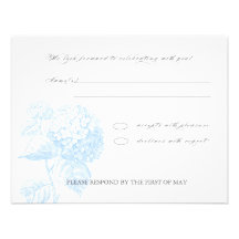 Blue Hydrangea RSVP Personalized Announcement