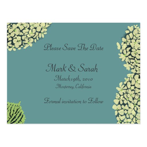 Blue Hydrangea Save The Date Postcards