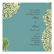 Blue Hydrangea Wedding Program Announcement