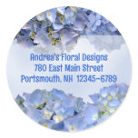 Blue Hydrangeas Address Labels, Baby Blue Round Stickers