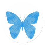 Blue ice butterfly round stickers