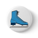 Blue Ice Skate Pinback Buttons